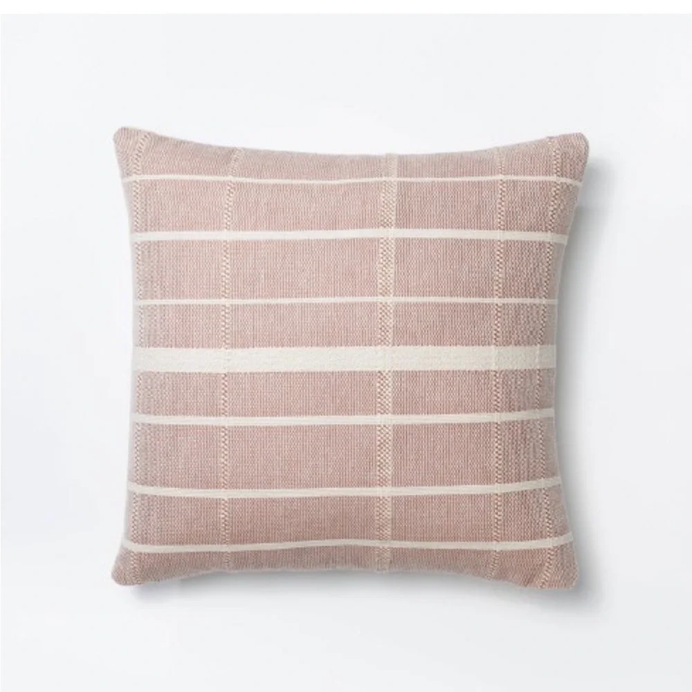 Studio McGee pink and White Plaid Throw Pillow 20x20 NWT
